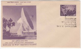 FDC Of  Arvi Satellite Earth Station, Map, Radar, Antenna, Space, Telecom, India 1972 - Asie