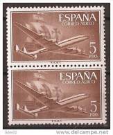 ES1177-LA976TA.Spain Espagne SUPER-CONSTELLATION Y NAO SANTA MARIA 1955/56.(Ed.1177**)sin Charnela LUJO  BLOQUE DE 2 - Cartas & Documentos