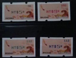 Complete 4 Colors  2013 ATM Frama Stamp--Spiritual Snake & Ancient Chinese Gold Coin- Chinese New Year Unusual - Oddities On Stamps