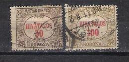 Hungary 1922  Mi Nr 11,12   Used (a1p18) - Dienstzegels