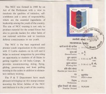Stamped Information NCC Organization, Training For Students In Skiing, Flying, Paratrooping, Boat, Climbing, India 1973 - Klimmen