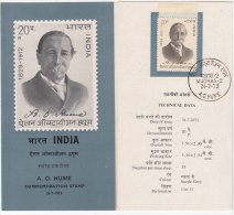 Stamped Information On A.O.Hume, Of England, Great Britain, India 1973 - Briefe U. Dokumente