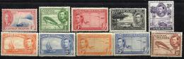 CAYMAN ISLANDS LANDSCAPES SHIP KGVI HEAD 1940's SET OF 10 STAMPS MINTH  SG119-120a-123 ETC READ DESCRIPTION!! - Cayman Islands