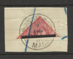 Macao Macau Portugal D. Carlos 2 Avos Sur 4 Avos Divisé 1911 Sur Papier Bisected 2 Avos On 4 Avos On Paper - Used Stamps