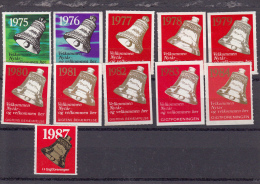 Denemarken: Kerstvignetten Gigtforeningen 1975-1987 Cat 74.00 DKK - Emissioni Locali