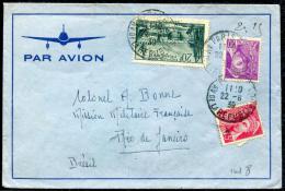 FRANCE - MERCURE - N° 406 + 410 + 394, SUR LETTRE AVION DE PARIS LE 22/8/1939, POUR LE BRESIL  - TB - 1938-42 Mercurius