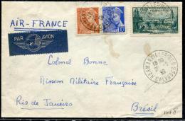 FRANCE - MERCURE - N° 407 + 409 + 394, SUR LETTRE AVION D' HERMANVILLE/MER LE 28/9/1939, POUR LE BRESIL  - TB - 1938-42 Mercurius