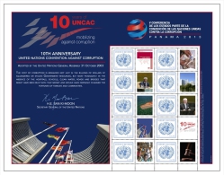 ONU Vienne 2013 - Feuille De Timbres Personnalisés - PANAMA -10 Years Of UNCAC Conférence Contre La Corruption ** - Hojas Y Bloques