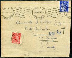 FRANCE - MERCURE - N° 412, SERVANT DE TAXE DE POSTE RESTANTE, SUR LETTRE DE PARIS POUR PARIS LE 8/7/1939 - TB - 1938-42 Mercurius