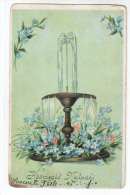Pentecost Greeting Card - Fountain - Flowers - Ser 536 - Old Postcard - Circulated In Tsarist Russia Estonia - Used - Pfingsten