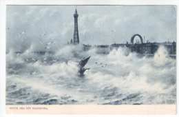 Rough Sea Off Blackpool - Sailing Boat - England - UK - Old Postcard - Unused - Blackpool