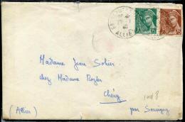 FRANCE - MERCURE - N° 411 + 416A / LETTRE DE OBL. ENTREPOT DE VICHY LE 27/7/1940, POUR SOUVIGNY  - TB - 1938-42 Mercure