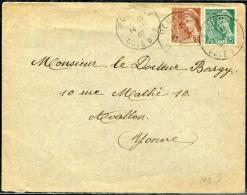 FRANCE - MERCURE - N° 411 + 416A / LETTRE DE ROUVRAY LE 14/11/1940, POUR AVALLON  - TB - 1938-42 Mercurius