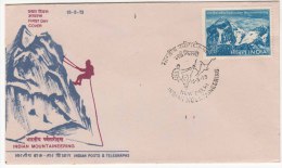 Indian Mountaineering, Climbing Mt. Everest, Nature, Geography, Glaciers, FDC India 1973 - Bergsteigen