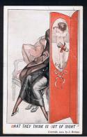 RB 966 - 1913 J. Herman Romance Cupid Comic Postcard - "What They Think Is Out Of Sight" - Fumetti