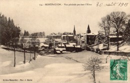 MONTFAUCON-EN-VELAY VUE GENERALE PENDANT L'HIVER 1915 ENVIRONS D'YSSINGEAUX EDITION RARE  DE MASSADIER PHOTO J MERLAT - Montfaucon En Velay