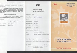 INDIA, 2007, Lokbandhu Raj Narain, (Freedom Fighter And Parliamentarian), Folder - Cartas & Documentos