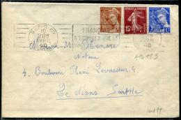 FRANCE - MERCURE - N° 407 + 416A + 189 / LETTRE O.M. PARIS LE 10/4/1940, POUR VESOUL  - TB - 1938-42 Mercure