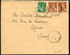 FRANCE - MERCURE - N° 416A PAIRE + 432 / LETTRE DE TRELISSAC LE 27/3/1940, POUR LA SUISSE - B - 1938-42 Mercure