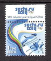 Olympic Estonia 2014 MNH Stamp  With Label Winter Olympic Games In Sochi Mi 782 - Winter 2014: Sochi