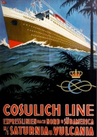 # OCEAN LINER Art Print Stampa Gravure Poster Druck Ship Atlantic Travel Vintage Italy America Trieste - Maritime Dekoration