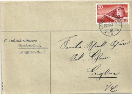 Motiv Brief  "Schenk-Schwarz, Garnhandlung, Langnau"             1947 - Covers & Documents