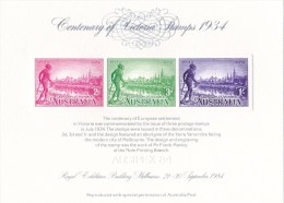 Australia 1934 Victoria Stamps Centenary Replica Card -  AUSIPEX 84, 20944 - Covers & Documents