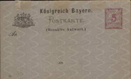 Bayern-Stationery Postcard 1888/90 P36(89),unused -Postkarte Mit Antwort,5 Pf Lila,grau - Autres & Non Classés