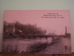 MAREUIL-SUR-AY (MARNE) MILITARIA. LA GUERRE. LES RUINES. PONT CONSTRUIT PAR LE GENIE SUR LA MARNE. - Mareuil-sur-Ay