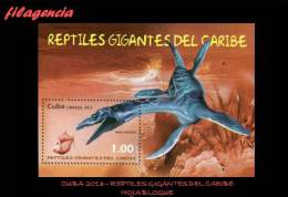 AMERICA. CUBA MINT. 2013 FAUNA PREHISTÓRICA. REPTILES GIGANTES DEL CARIBE. HOJA BLOQUE - Neufs