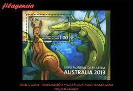 AMERICA. CUBA MINT. 2013 EXPOSICIÓN FILATÉLICA AUSTRALIA 2013. FAUNA DE AUSTRALIA & CUBA. HOJA BLOQUE - Ungebraucht