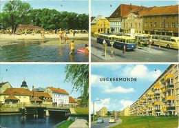 AK Ueckermünde Mehrbild Autos + Omnibusse Farbfoto 1980 DDR Sondermarke #2034 - Ückermünde