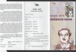 INDIA, 2007, Mehboob Khan, (Film Maker And Director), Folder, Brochure - Covers & Documents