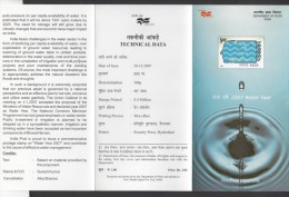 INDIA, 2007, National Water Year,  Nature, Agriculture, Bubble,  Environment Folder - Cartas & Documentos