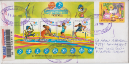 India 2009 Speed Post Cover  Commonwealth Games 4v S/S  Wrestling  Logo  Badminton  Atheletics # 51079 - Bádminton