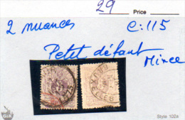 Lion Couché, 2 Nuances 29, (petit Défaut Mince), Cote 121 € - 1869-1888 Lying Lion