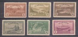 */** 1946 CANADA  (YVERT 219/24)  N.124 LINGUELLATO. MH/MNH Cat, € 100,00 - Unused Stamps