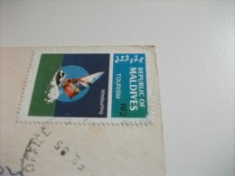 STORIA POSTALE FRANCOBOLLO COMMEMORATIVO MALDIVES Male Atoll Vista Aerea - Maldivas