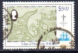 Hong Kong QEII 1984 Maps $5 Value, Used - Gebruikt