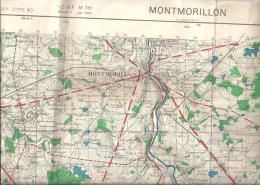 Carte Topographique De Montmorillon (86) Feuille XIX-28 De Edition De Juin 1953 (type M) - Topographische Karten