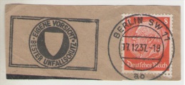 GERMANY. POSTMARK. FRAGMENT. ACCIDENT PREVENTION. BERLIN 1937 - Máquinas Franqueo (EMA)