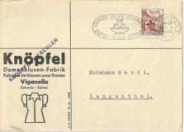 Motiv Karte  "Knöpfel, Damenblusen Fabrik, Viganello"            1948 - Covers & Documents