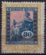 Lady Justice / Roman Mythology - Judaical Revenue Stamp - 1922 Hungary - Used - Mitologia