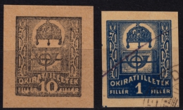 1930´s Hungary - Stamped STATIONERY Cut PAIR - Fiscaux