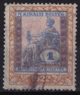 1922 Hungary - Judaical Tax - Revenue Stamp - 1 K - Used - Steuermarken