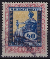 1922 Hungary - Judaical Tax - Revenue Stamp - 40 K - Used - Steuermarken