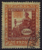 1924 Hungary - Judaical Tax - Revenue Stamp - 25000 K - Used - Steuermarken