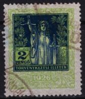 1926 Hungary - Judaical Tax - Revenue Stamp - 2 P - Used - Revenue Stamps