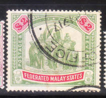 Malaya Federated Malay States Elephants & Howdah $2 Used - Federated Malay States