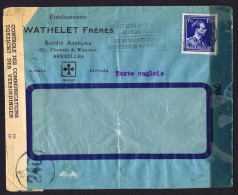 1945 Lettre Double Censure: Belge Et USA  Col Ouvert 1,75fr  COB 642 - 1936-1957 Col Ouvert